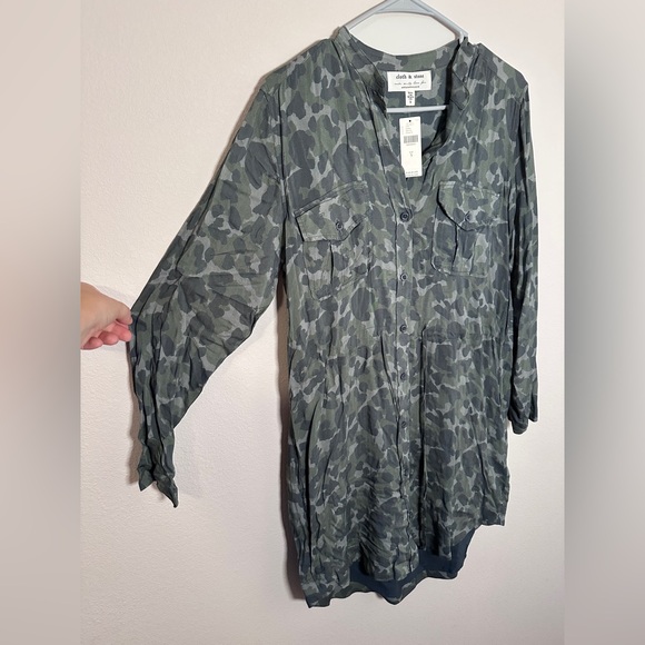 NWT Cloth & Stone for Anthropologie Gray Camouflage Long Sleeve Dress size small - Picture 6 of 8